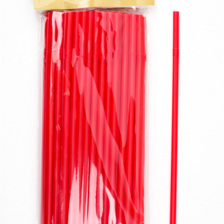 Трубочка пластикова із вигином червоного кольору L 28 см ( 50 шт)